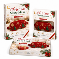 Boîte en carton pliable blanche au toucher doux, structure à pliage plat, imprimé festif pour l'emballage de masques de sommeil de Noël