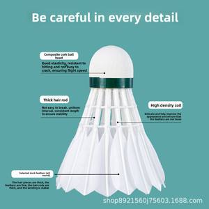 Wavaw 반격 No. 1 전문 배드민턴 셔틀콕 12 팩 야외 용 저항 킹 거위 깃털 방풍 - Product Image 4