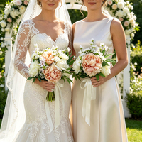 Bouquet de mariée élégant personnalisé DKB, blanc et champagne, arrangement de fleurs artificielles en rose et pivoine, décoration
