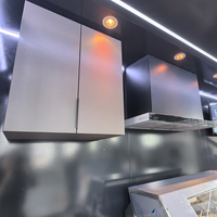 Meubles de cuisine extérieure modernes sur mesure en acier inoxydable, ensemble îlot barbecue résistant aux intempéries, abri de jardin modulaire pour centre commercial