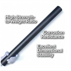 <span class=keywords><strong>Tube</strong></span> en fibre de carbone léger et haute résistance 500 mm 1000 mm 3K Noir mat - Product Image 3