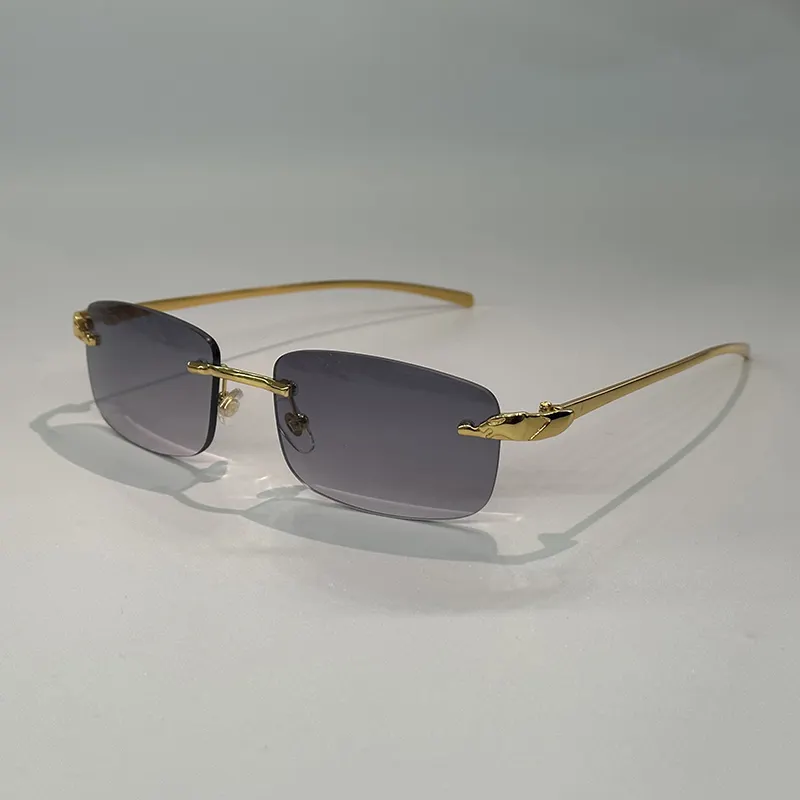 K0232 Gradient gray gold metal rimless wholesale cheap sunglasses small size men square frame sahdes sunglasses 2023 sun glasses