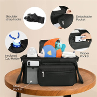 Sac organisateur de poussette de bébé pliant universel en gros avec compagnon de voyage à poche zippée détachable qui convient à toutes les poussettes