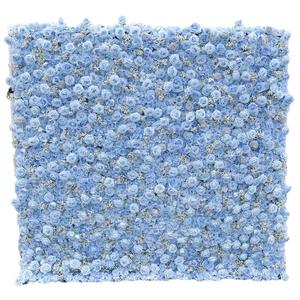 Mur de fleurs artificielles bleu clair pour mariage, prix d'usine, 8ft x 8ft, roses blanches artificielles, mur de fleurs 5D - Product Image 6