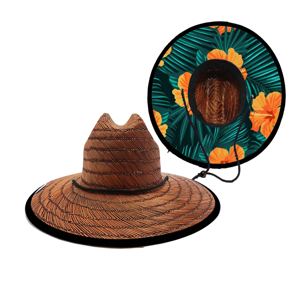 Granjeros de tierras de granja, salvavidas marrón, sombrero de paja personalizado para el sol, sombreros de ala ancha de 62 cm y 10cm, sombreros chinos para el sol