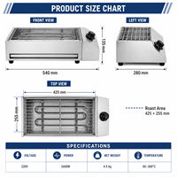 Barbecue électrique sans fumée commercial 2600W EB-280 en acier inoxydable, barbecue de table avec température réglable