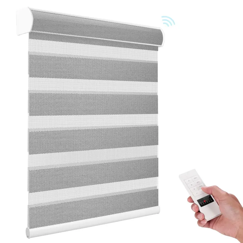 New Style Easy Fit Electric Remote Control Zebra Roller Shades Automatic Zebra Blinds For Windows