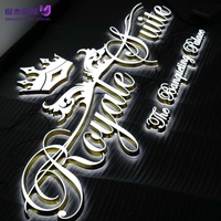 Enseigne murale LED rétroéclairée en acier inoxydable 3D personnalisée, étanche IP65, multicolore, signalétique commerciale pour la décoration des magasins et des bureaux