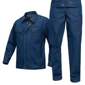 Abiti da uomo per lavoro in Denim Workwear Jeans giacca e pantaloni da lavoro da lavoro abbigliamento da lavoro uniforme da lavoro vestito da lavoro personalizzato