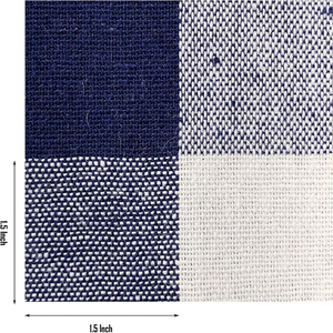Custom Tab Top <strong>Gingham</strong> Check Window <strong>Curtain</strong> Panel 100% Cotton Navy White Blackout <strong>Curtains</strong> - Product Image 4