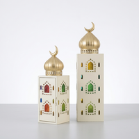 Fabricants de décorations du Ramadan 2027, lanternes en forme de mosquée dorées et beiges avec verre coloré