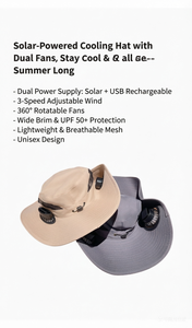 Chapeau ventilateur solaire avec 2 ventilateurs de refroidissement, rechargeable par USB, à large bord, protection UV, respirant, casquette de sport en maille pour hommes et femmes - Product Image 5