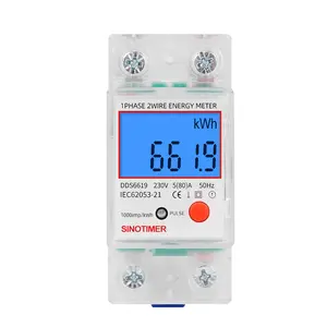 Medidor de energía monofásico con retroiluminación Digital LCD, Rail Din, kWh, consumo de energía, vatímetro electrónico, CA de 220V, 80A, reinicio cero