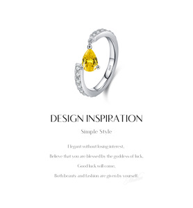 Anillo de Plata 925 con Topacio Amarillo Corte Pera y Banda de Diamantes Pavé, Anillo de Compromiso Clásico con Piedra Preciosa para Mujer - Product Image 5