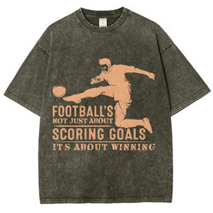 T-shirt Homme Grande Taille à Manches Courtes Imprimé Football, Coupe Oversize, Effet Délavé, Tissu Épais, Style Sport Décontracté, Collection Été 2026 - Nouvelle Vente Chaude - Product Image 1