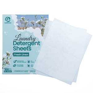 Feuilles de lessive sans liquide SANYUAN, format voyage, écologiques, parfum citron, utilisation en salle de bain avec emballage - Product Image 1