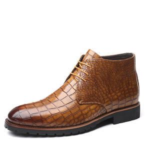 Nouvelles bottes à lacets en cuir PU de luxe pour hommes, chaussures décontractées <span class=keywords><strong>originales</strong></span>, style britannique, bottes d'automne et d'hiver - Product Image 5