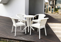 3 pièces Garden Patio Cafe Bistro Tables et chaises en rotin PP Outdoor