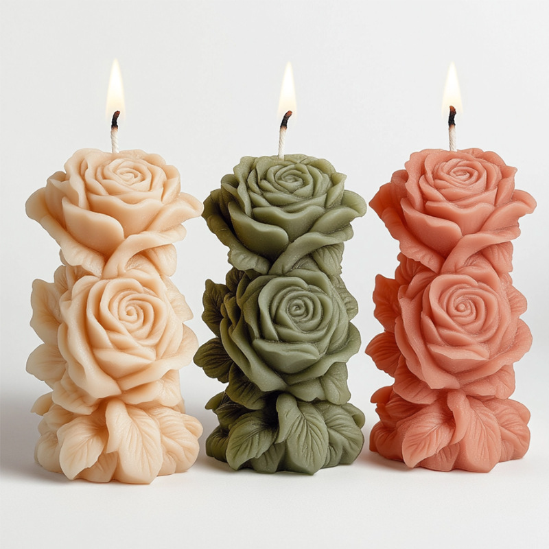DIY Aromatherapy Candle Silicone Mold Flower Column Handmade Gift for Valentine's Day Stone Grinding Tool for Cake Tools
