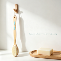Brosse de gommage avec long manche, brosse humide et sèche, brosse exfoliante en bambou pour le bain, brosse de douche pour le corps, brosse de dos pour la douche