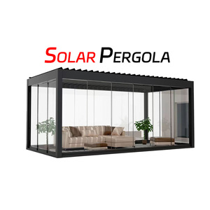 Pérgola <span class=keywords><strong>solar</strong></span> <span class=keywords><strong>fotovoltaica</strong></span> personalizada OEM/ODM, parasol, pérgola de aluminio con persianas motorizadas con sistema de paneles solares - Product Image 5