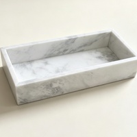 Plateau de rangement décoratif multifonctionnel mobile STONEKOCC avec logo personnalisé gravé, motif abstrait rectangulaire en marbre minimaliste