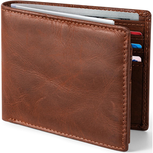 Men's Genuine Leather Slim <b>Wallet</b> Blue <b>Fold</b> Closure Card Holder Minimalist Style Short Length - Product Image 3