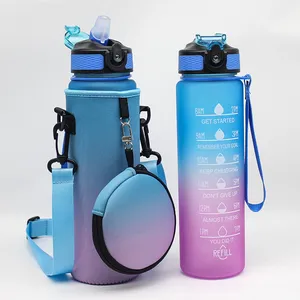 M87 Motivation Termos 1L Sport Plastique Thermo Motivation Bouteilles d'eau personnalisées Vente en gros Bouteille de gymnastique avec support pour téléphone