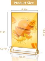 Porte-panneau en acrylique transparent 8.5X11 Cadre photo doré Porte-menu de table à double face Présentoir Menu de table élégant
