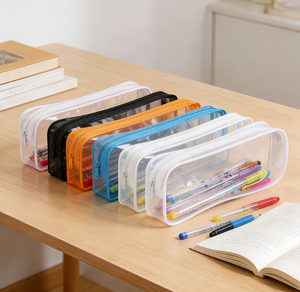 Transparent PVC Pencil Case Zipper Pen Pouch Portable Cosmetic <b>Bag</b> for Travel <b>School</b> Office - Product Image 4