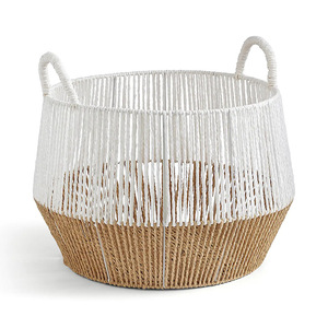 Wicker Laundry <b>Basket</b> Round Paper <b>Rope</b> Woven <b>Storage</b> Bin For Clothes Household Use - Product Image 4