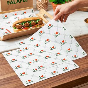 Papel Encerado Reciclado Impreso Personalizado para Comida Rápida, Papel Antigrasa Desechable de Grado Alimenticio para Hamburguesas, Sándwiches y Pan - Product Image 3