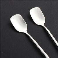 Cuchara de Acero Inoxidable de Mango Largo y Cabeza Cuadrada, Agitador Premium para Café y Postres, Varilla para Bar, Hielo, Leche y Té