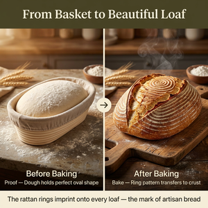 Kit de démarrage de levain naturel en rotin écologique, panier de levage du pain rond et ovale, ensemble de bannetons pour boulangerie artisanale professionnelle - Product Image 6