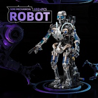 Modelo de Robot Esqueleto Mecánico de Bloques de Construcción, Juguete de 692+ Piezas, Ensamblaje DIY, Robot Esqueleto Articulado con Luz