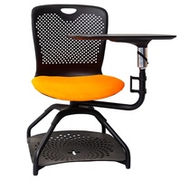 Chaise d'étudiant mobile en plastique moderne avec tablette d'écriture multi-niveaux, chaise de formation confortable pour le bureau et la maison