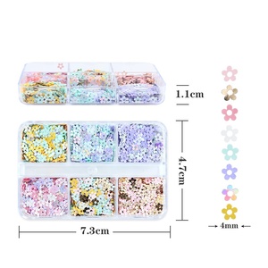 Accessoires de nail art printemps-été, style japonais et coréen, boîte de 6 compartiments, paillettes fleur de prunier couleur claire, fleurs <span class=keywords><strong>macaron</strong></span> 4MM - Product Image 5