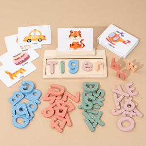 Gioco Educativo in Legno per l'Apprendimento dell'Alfabeto, Puzzle <span class=keywords><strong>di</strong></span> Abbinamento Lettere e <span class=keywords><strong>Parole</strong></span>, Carte Flash Montessori, Giocattolo OEM ODM - Product Image 2