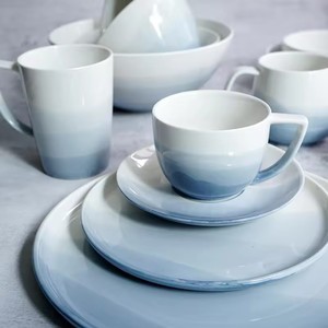 2024 OEM/ODM Elegant Bone China Dinner Set,Luxury Modern Hand Painted Blue Fine Bone China Dinnerware Sets for 4