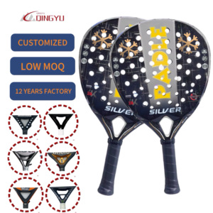 베스트셀러 맞춤형 블랙 3K 비치 테니스 라켓 다이아몬드 모양 카본 파이버 비치 우드 그래파이트 휴대용 야외 운동용 - Product Image 1