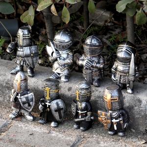 Adornos Decorativos, Linda Estatua de Caballero Guerrero Guardián, Escultura de Jardín, Cruzado de Templo, Adorno de Resina para Regalos Originales - Product Image 1