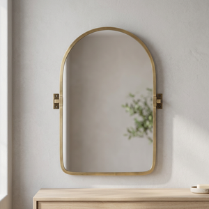 Marco de Espejo Inclinable Arqueado de Latón Dorado Aqdus Saleem |   Espejo de Pared Minimalista para Baño 76x61x8cm Ecológico Hecho a Mano Duradero - Product Image 3