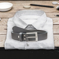 Ceinture tressée classique et élégante en cuir de vachette pour homme avec boucle ardillon argentée et élément carré – Accessoire de mode décontracté pour le quotidien