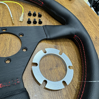 Volant de voiture 350 mm, 30 mm de profondeur, 3 branches, en cuir véritable style sport avec surpiqûres rouges, compatible camion REO, nouveau modèle