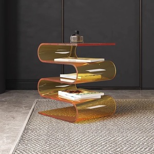 <span class=keywords><strong>Mesa</strong></span> de Centro Curva en Forma de S para Sala de Estar, Consola Acrílica con Múltiples Estantes para Optimizar el Espacio en Lofts - Product Image 2