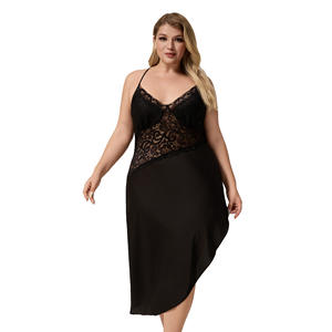 Nouvelle conception, nuisette en satin doux respirant, taille plus, pour femmes, été, dentelle, élégante, séchage rapide, short de nuit - Product Image 4