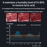 Lemari Pendingin Kaca Suhu Tunggal Kontrol Temperatur Digital Defrost Otomatis untuk Daging Basah, Steak Matang, dan Kabinet Udara