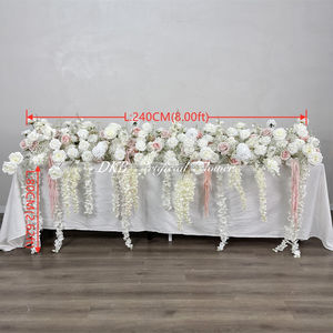 DKB Handmade Silk Artificial White Flower Arrangement Long Table Flower Runner for Wedding Mother's Day Christmas Events - Product Image 3