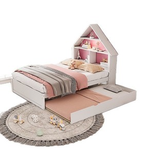 Kids <b>Bed</b> <b>House</b> Shape With Storage Pink Color For Children Bedroom - Product Image 5