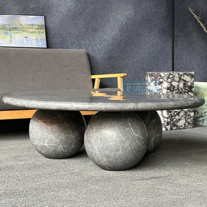 100 pur marbre rond haut luxe <span class=keywords><strong>gris</strong></span> marbre <span class=keywords><strong>Table</strong></span> basse <span class=keywords><strong>Table</strong></span> à thé avec jambe en forme <span class=keywords><strong>de</strong></span> boule pour la maison salon fête concepteur - Product Image 2